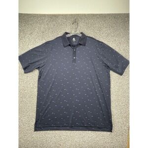 Footjoy Polo Shirt Blue Wild Rock Golf Club School Of Fish Print Performance XL